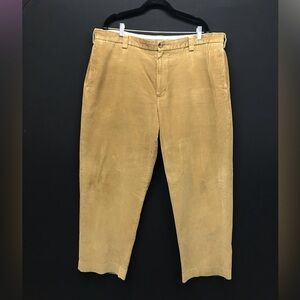 LL Bean Pants Mens Size 40 Brown Corduroy Relaxed‎ Fit Flat Front 100% Cotton